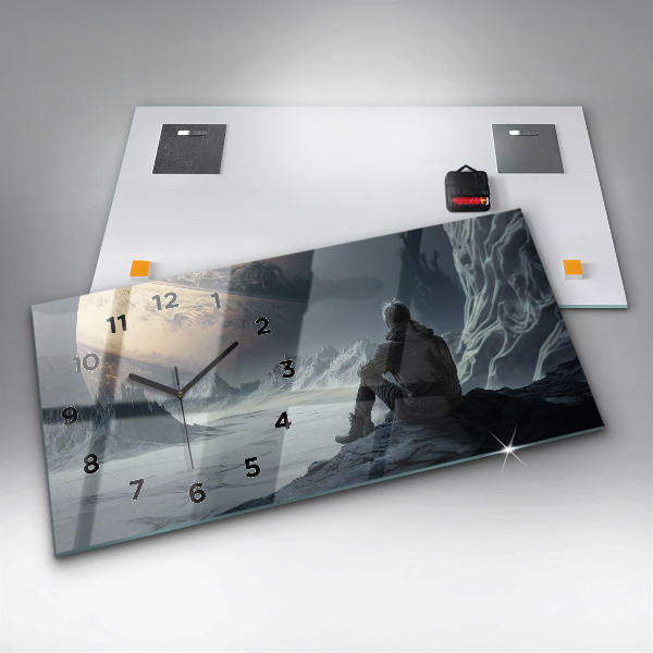 Horizontal wall clock Man Space Planet