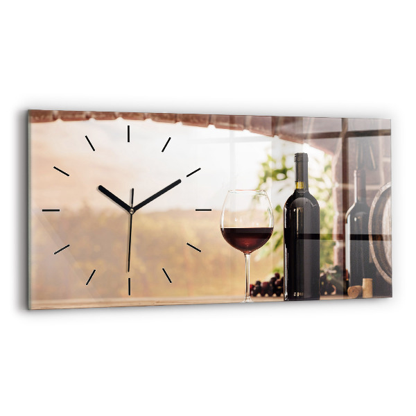 Horizontal wall clock Bottles of wine