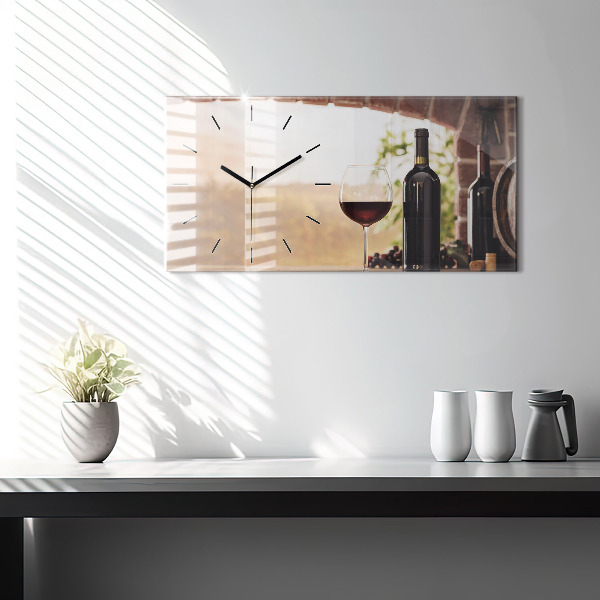 Horizontal wall clock Bottles of wine