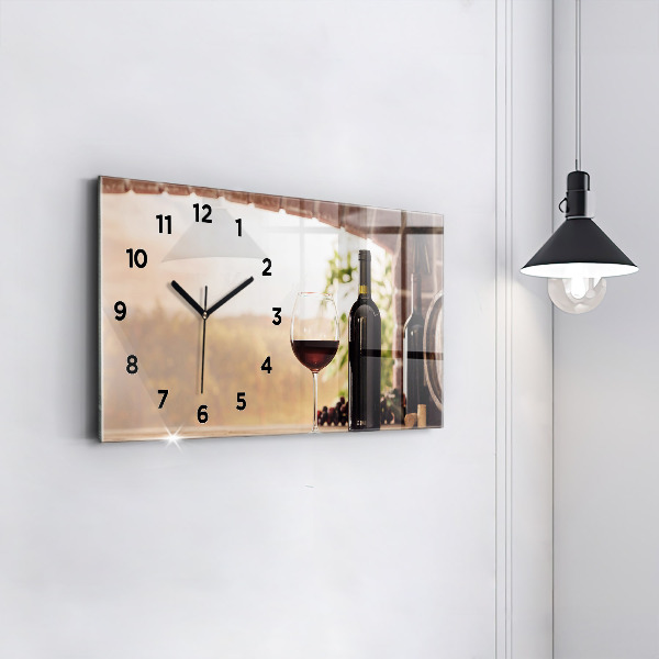 Horizontal wall clock Bottles of wine