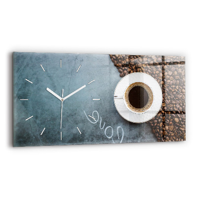 Horizontal wall clock A cup of coffee