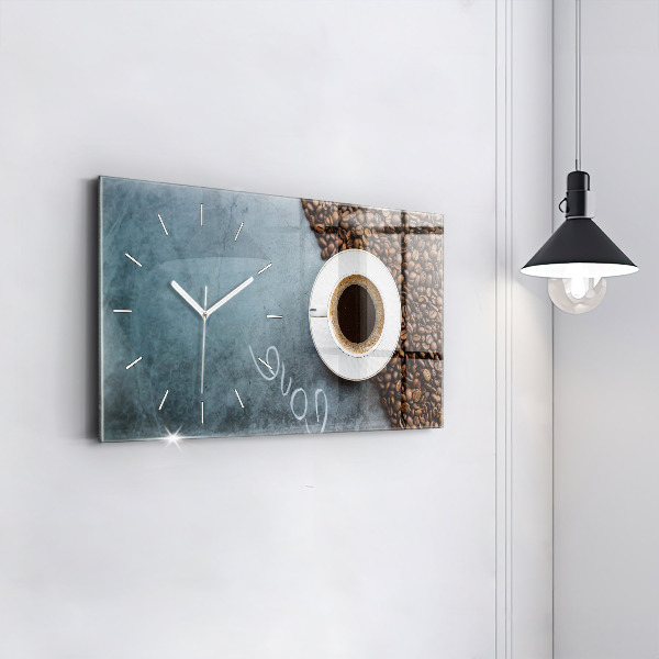 Horizontal wall clock A cup of coffee