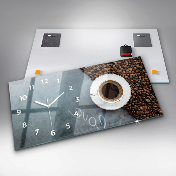 Horizontal wall clock A cup of coffee