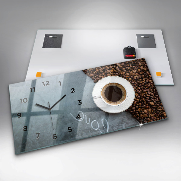 Horizontal wall clock A cup of coffee