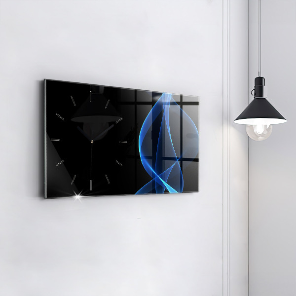 Horizontal wall clock Blue lines