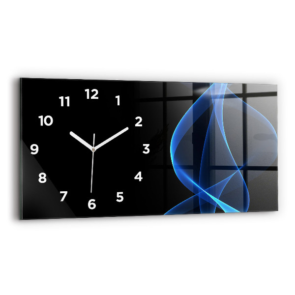 Horizontal wall clock Blue lines