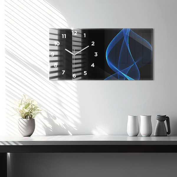 Horizontal wall clock Blue lines