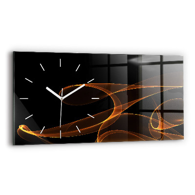 Horizontal wall clock Orange lines
