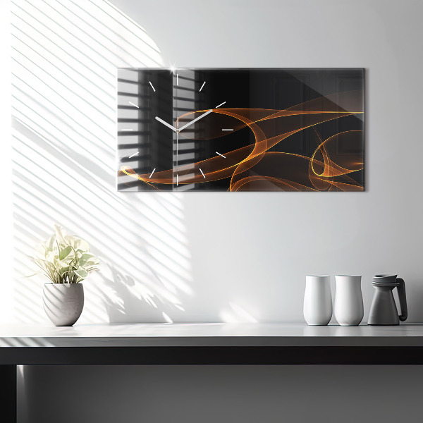 Horizontal wall clock Orange lines