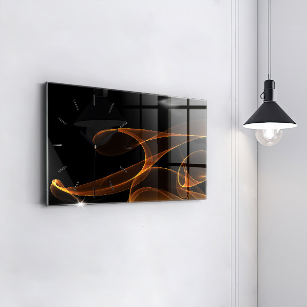 Horizontal wall clock Orange lines