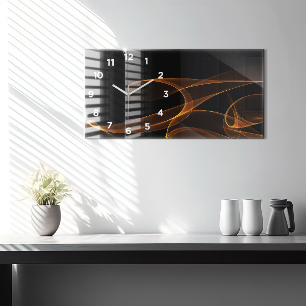 Horizontal wall clock Orange lines
