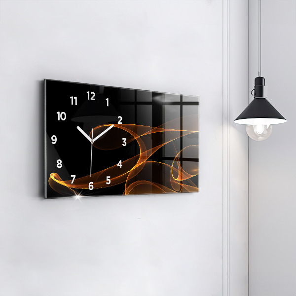 Horizontal wall clock Orange lines