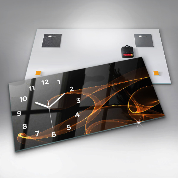 Horizontal wall clock Orange lines