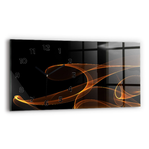 Horizontal wall clock Orange lines