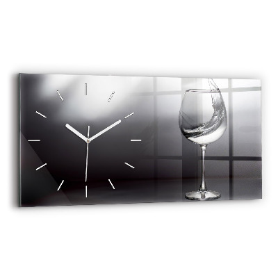 Horizontal wall clock Glass of wine