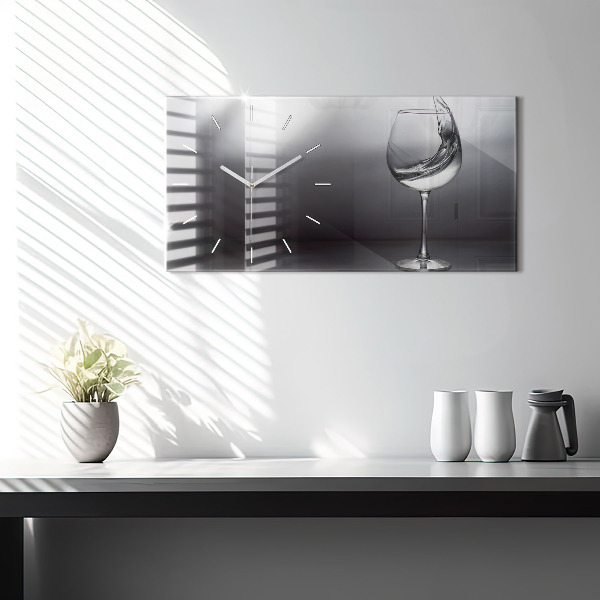 Horizontal wall clock Glass of wine