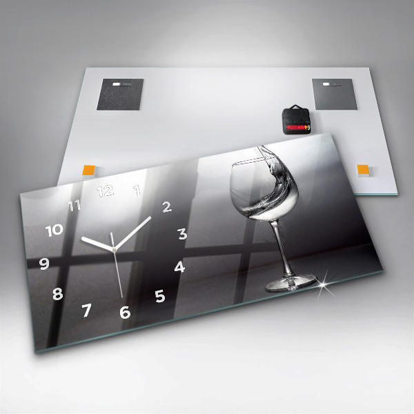 Horizontal wall clock Glass of wine