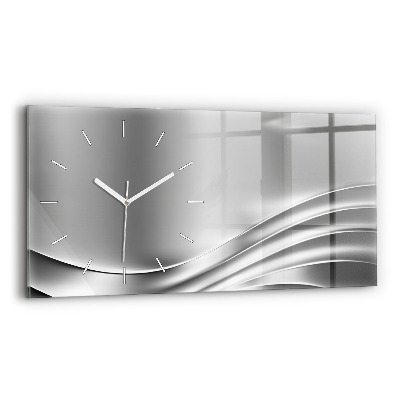 Horizontal wall clock Silver abstraction