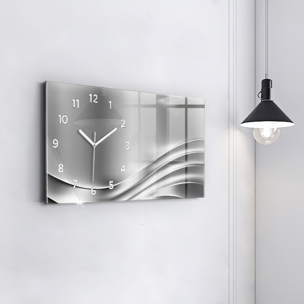 Horizontal wall clock Silver abstraction