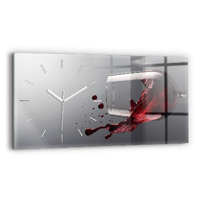 Horizontal wall clock A glass of red wine