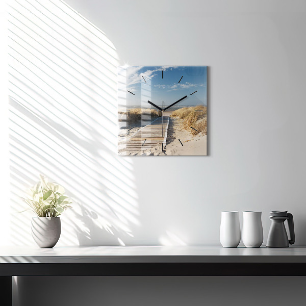 Square wall clock View of the beach