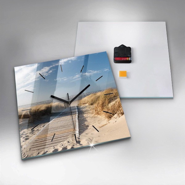Square wall clock View of the beach