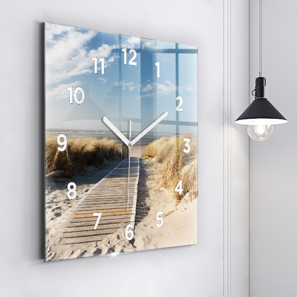 Square wall clock View of the beach