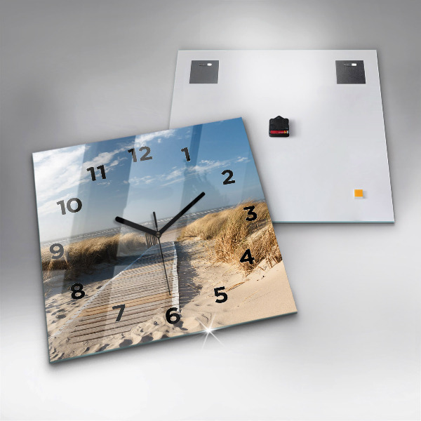 Square wall clock View of the beach