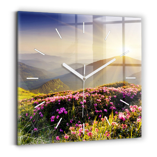 Square wall clock Mountain landscape