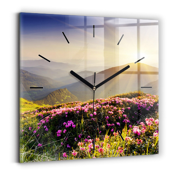 Square wall clock Mountain landscape