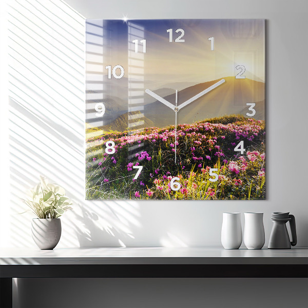 Square wall clock Mountain landscape
