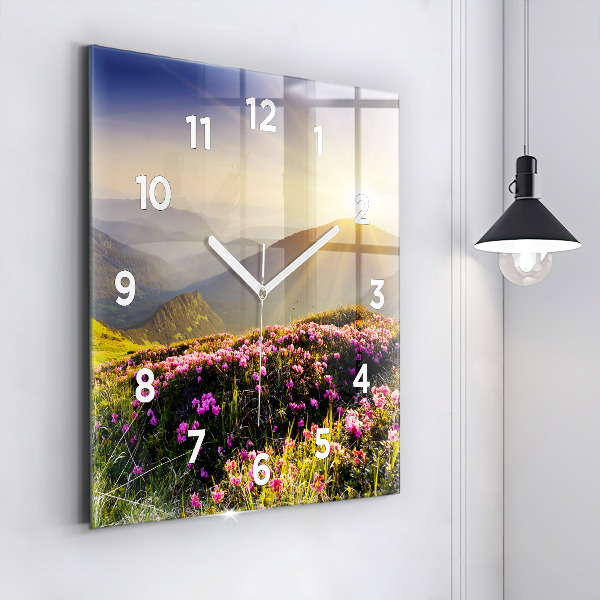 Square wall clock Mountain landscape