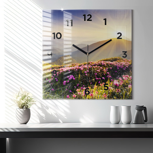 Square wall clock Mountain landscape