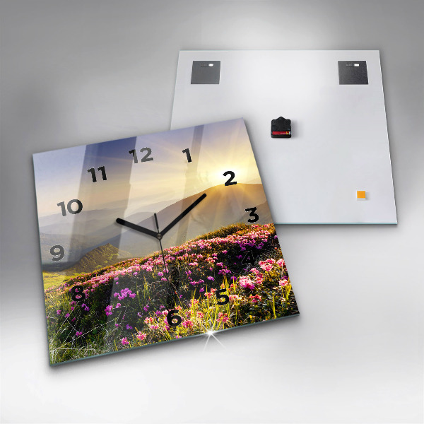 Square wall clock Mountain landscape