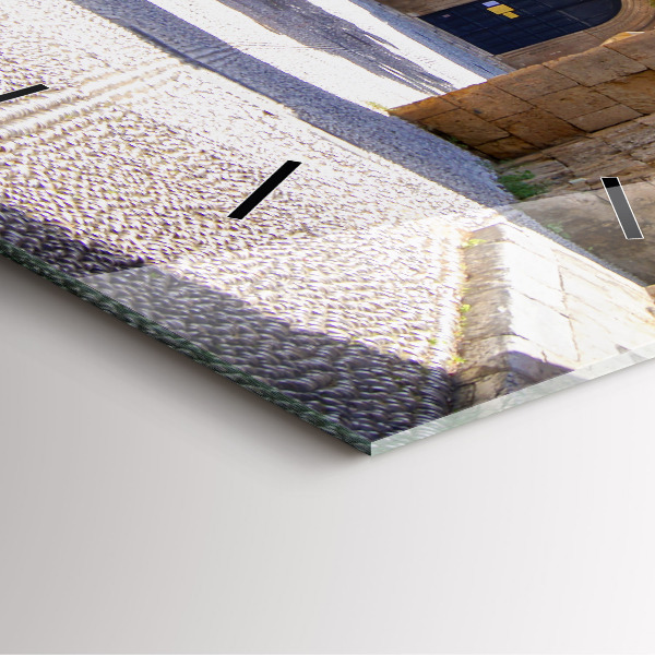 Square wall clock Picturesque street of Rhodes