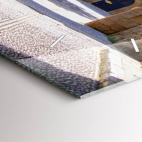 Square wall clock Picturesque street of Rhodes