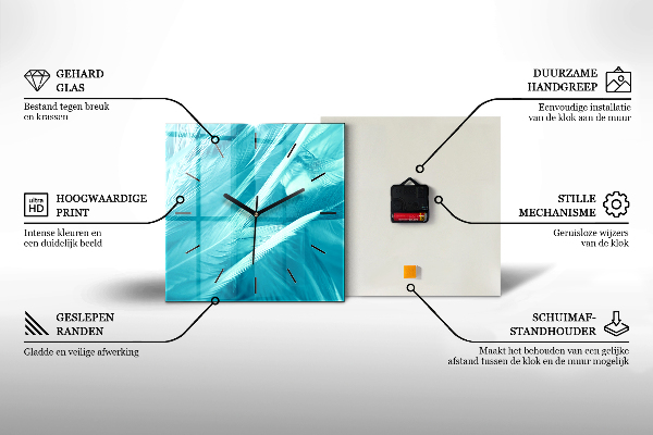 Square wall clock Sunrise and flowers