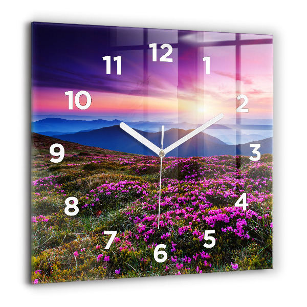 Square wall clock Sunrise and flowers
