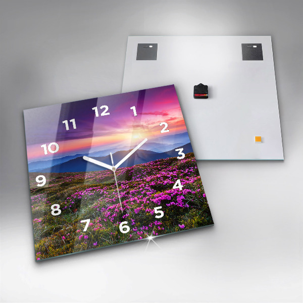 Square wall clock Sunrise and flowers