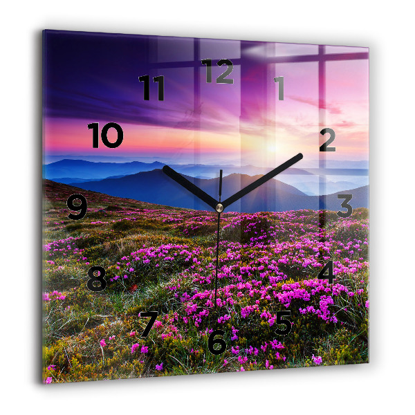Square wall clock Sunrise and flowers