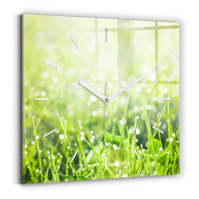 Square wall clock Green grass