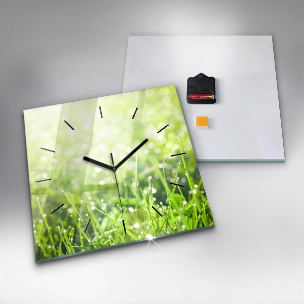 Square wall clock Green grass