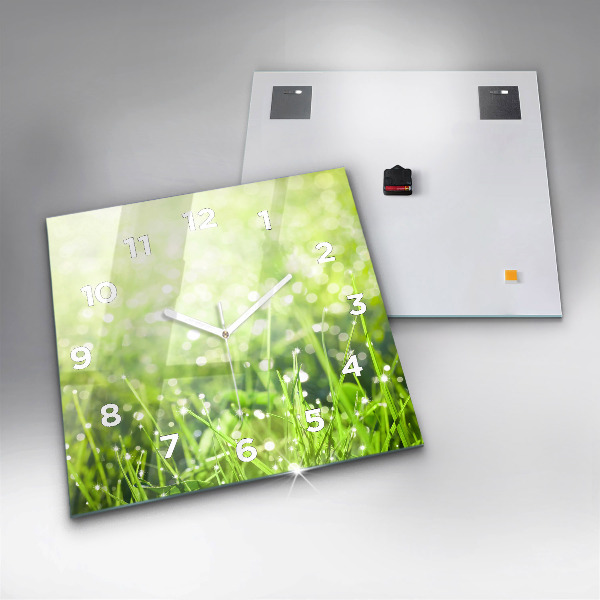 Square wall clock Green grass