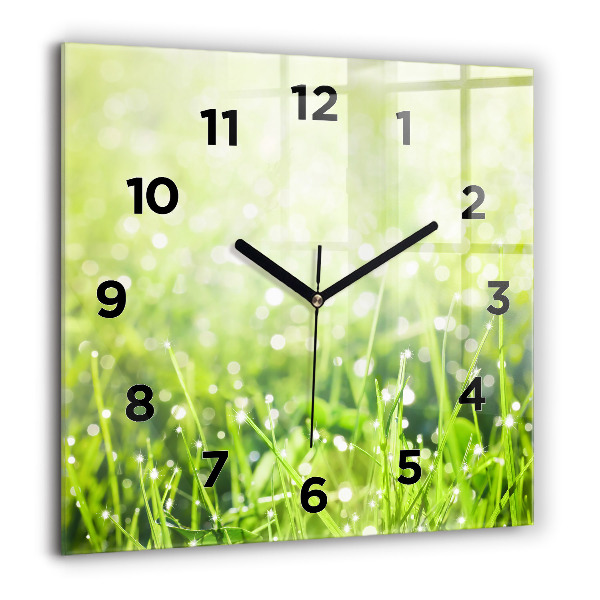 Square wall clock Green grass