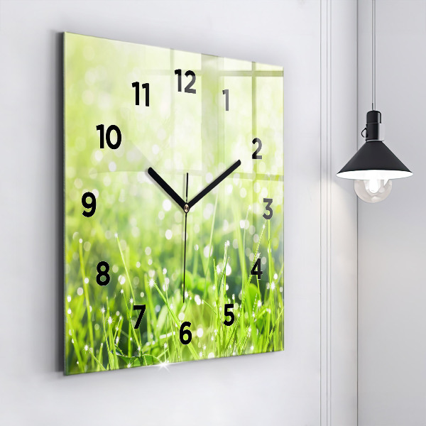 Square wall clock Green grass