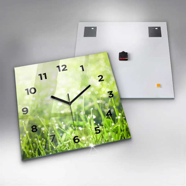 Square wall clock Green grass