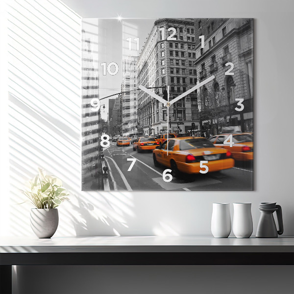 Square wall clock Manhattan and Taxis