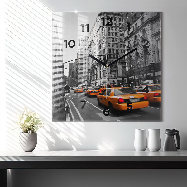 Square wall clock Manhattan and Taxis