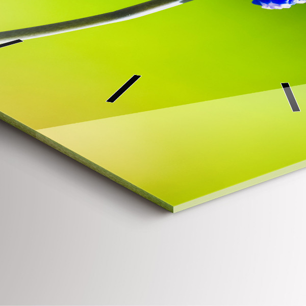 Square wall clock Blue flowers