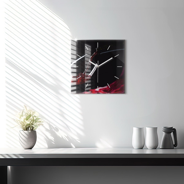 Square wall clock Red wine